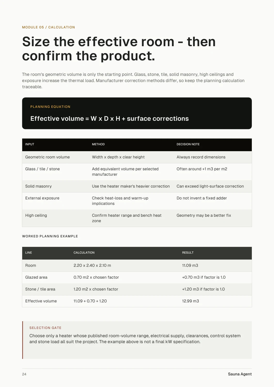 Page 24: heater sizing planning equation and worked example